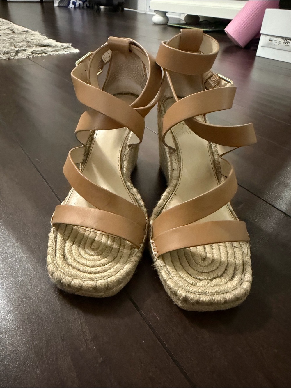 Vince Camuto Tan Strappy Espadrille Wedge Sandals